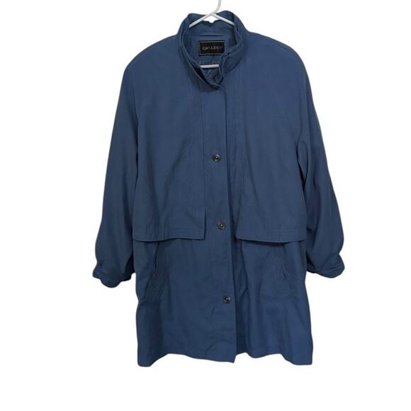 Gallery Coat Blue Button Front XL Check Measurement Photos 1X Night Out #36232 - Picture 2 of 9